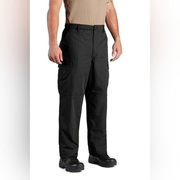 Brand New DBU Proper Men Medium Regular BDU Zip Fly Trouser Pants Black Military - Picture 1 of 13